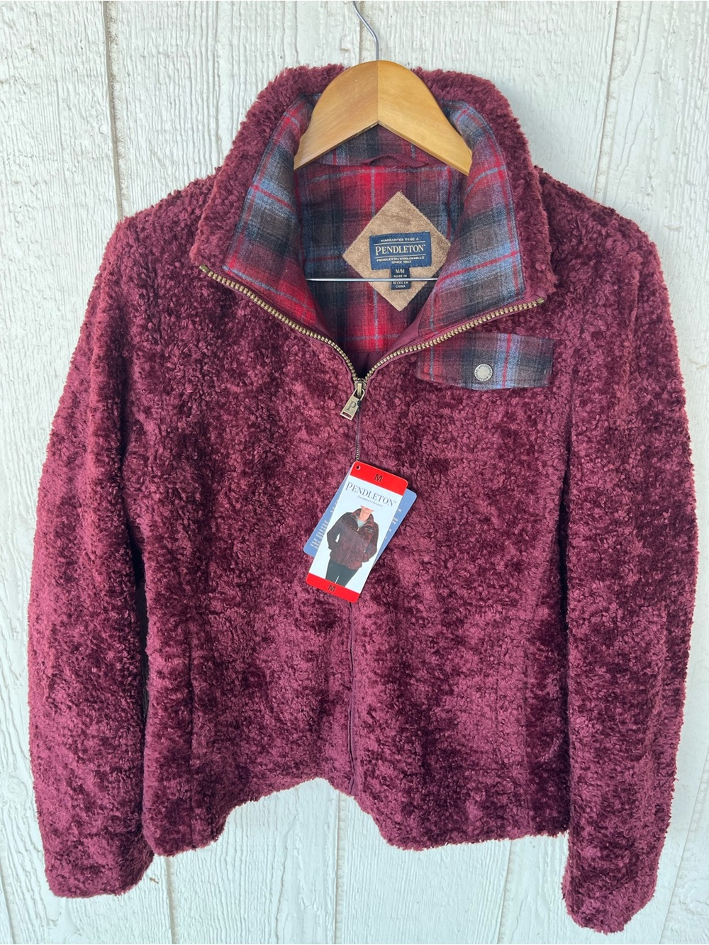 Pendleton Plush Burgundy Fleece Jacket WM